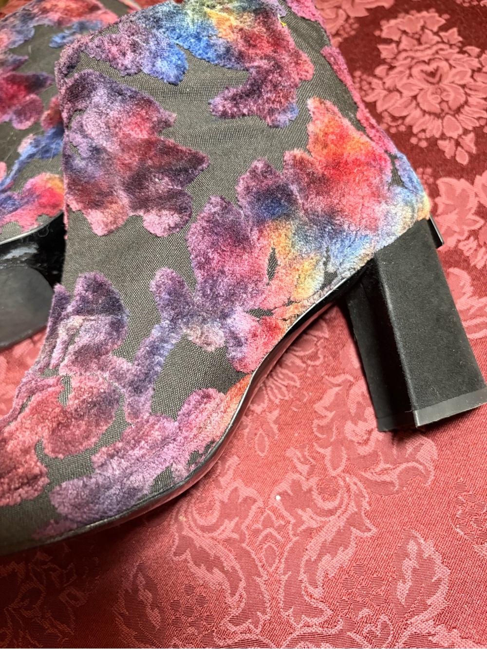 Stuart Weitzman Multicolor Floral Velvet Ankle Boots - Picture 4 of 15